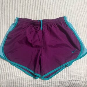 Nike Kids Purple and Teal Shorts (girls youth large)